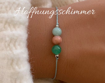 Hoffnungsschimmer Hoffnung Mutmacher Armband Schutzarmband Edelstein Kristalle Geschenk personalisiert Amazonit Sonnenstein Aventurin