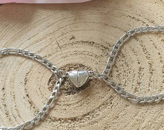 Bracelets d'amitié assortis en acier inoxydable, bracelets partenaires avec aimant - Cadeau Saint Valentin