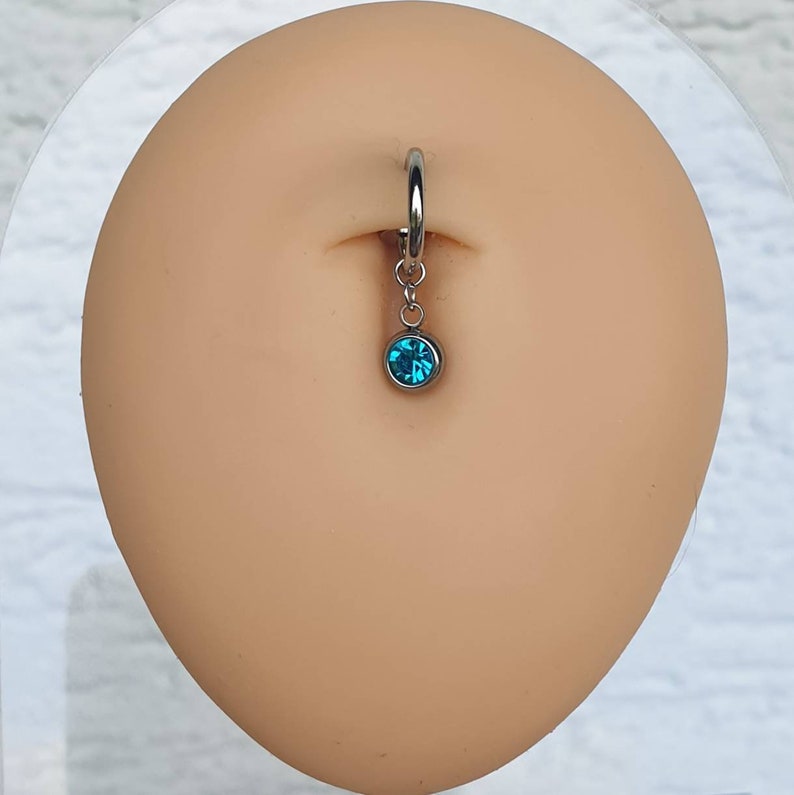 FAKE belly button piercing made of stainless steel with birthstone 