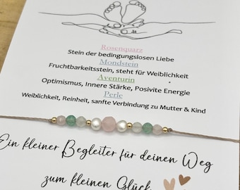 GELUKSBRENGER VOOR KINDEREN • Vruchtbaarheid • Geluksarmband • Vruchtbaarheid • Aanstaande moeder • Rozenkwarts • Maansteen • Aventurijn • Zoetwaterparels