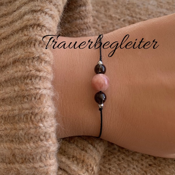 TRAUERBEGLEITER Trauerbegleitung Trost Trauer Armband Trauerarmband Edelstein Kristalle Geschenk personalisiert Rauchquarz Sonnenstein