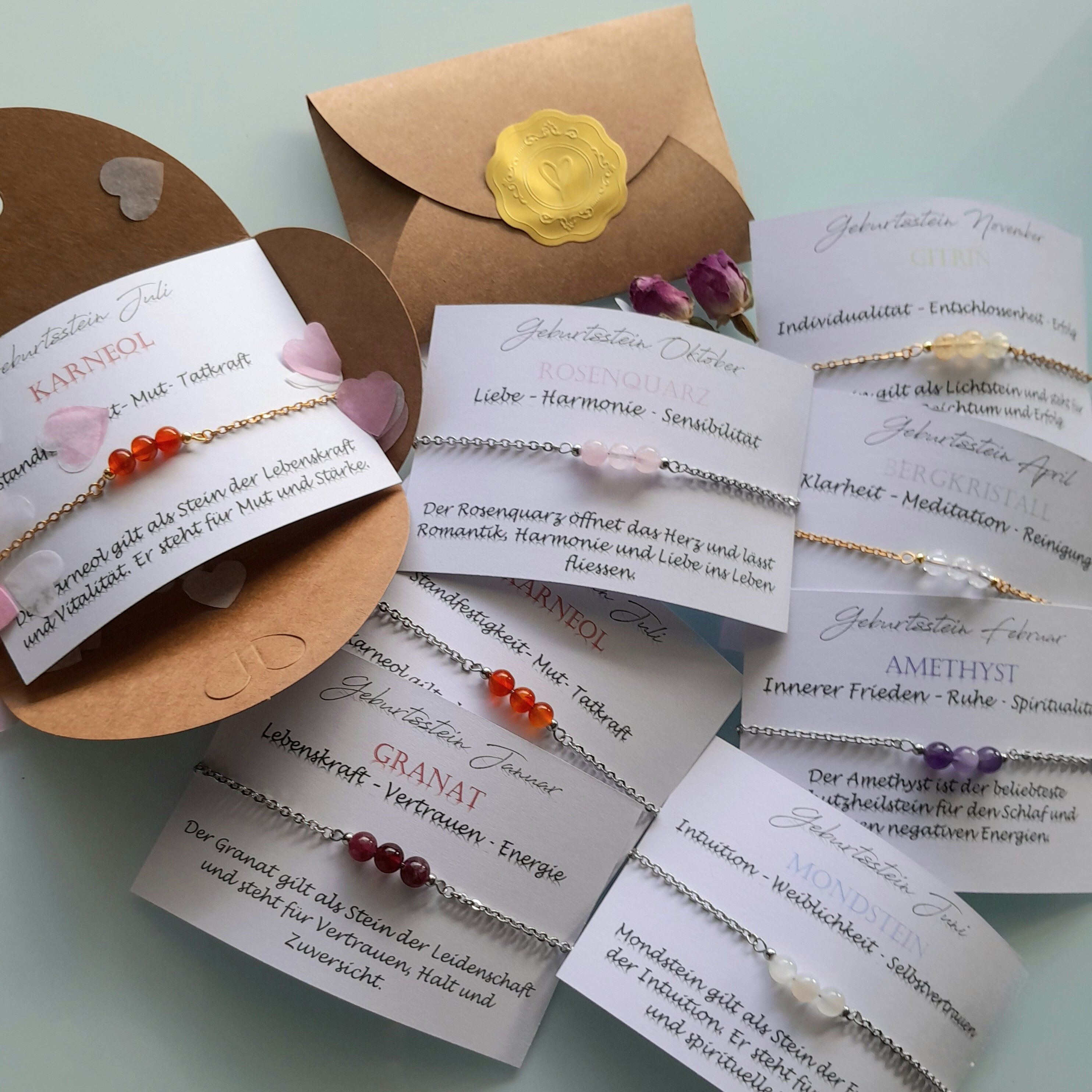 Birthstone Monthly Stone Birth Month Gemstone Bracelet Personalized Gift Stainless Steel Partner Gift Birthday for Mother's Day