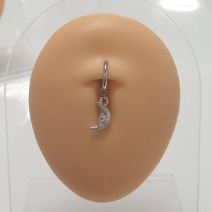 FAKE belly button piercing made of stainless steel with sun or moon silver-colored