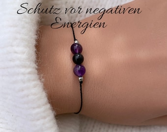 Schutz vor negativen und toxischen Energien Armband Edelsteinarmband Kristallarmband Freundschafts Geschenk personalisiert