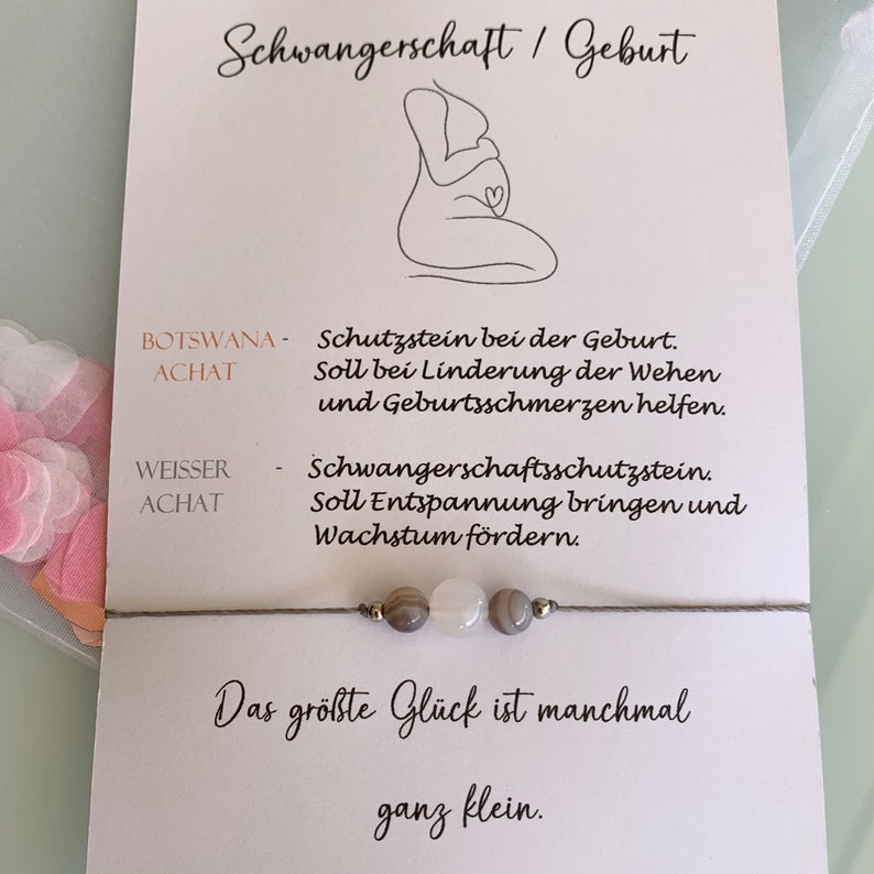 Schwangerschaft Geburt Schutzarmband Pregnancy Armband Botswana Achat Edelsteine Kristalle Geschenk personalisiert Schutzarmband afbeelding 2