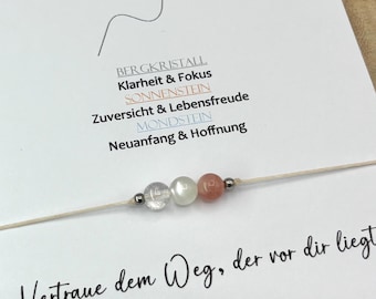 NEW BEGINNINGS Bracelet • New Beginnings • Rock Crystal • Sunstone • Moonstone • Gift for Girlfriend • Hope • New Chapter in Life