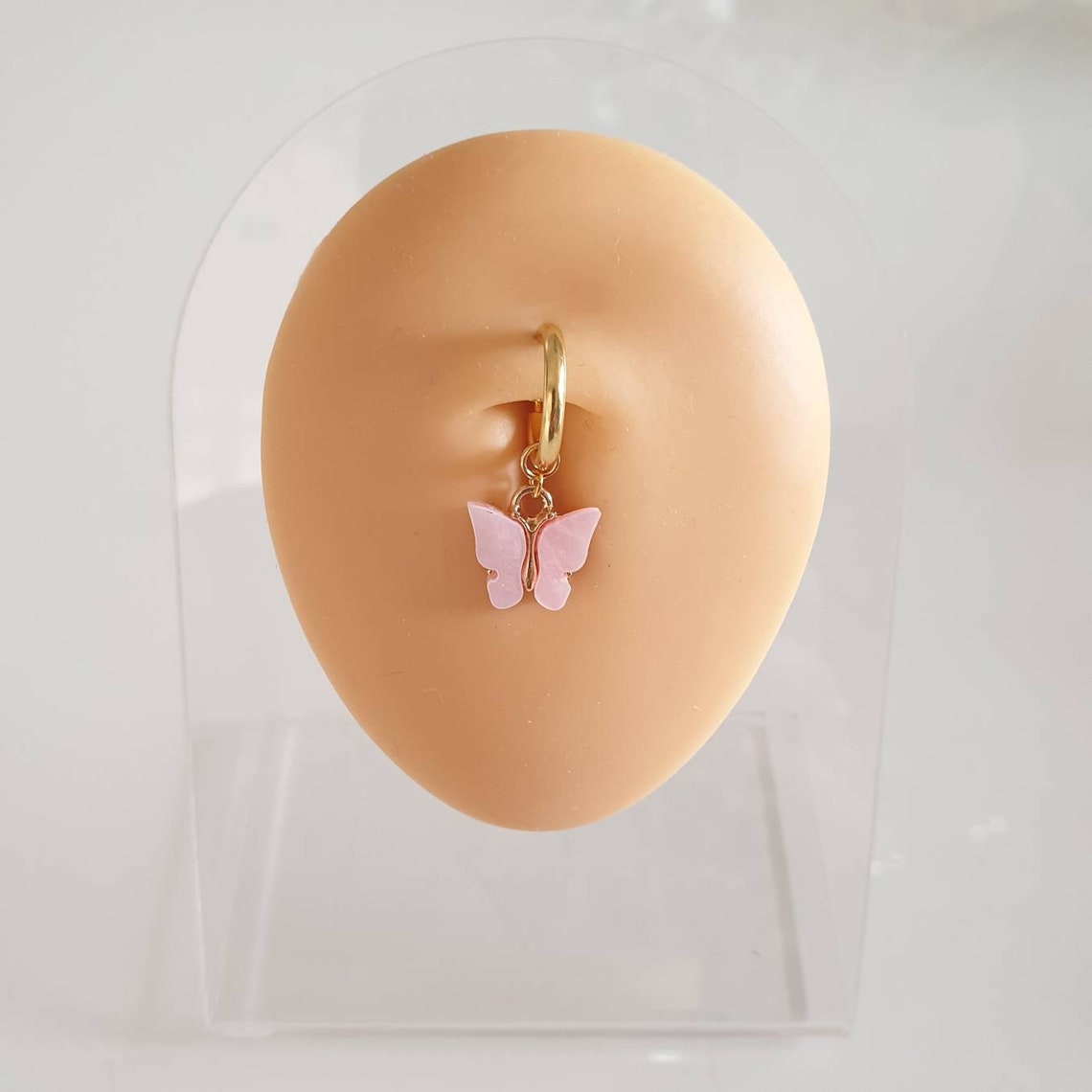 FAKE stainless steel belly button piercing with butterfly Etsy