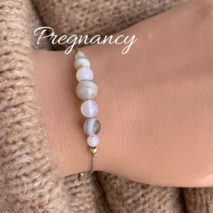 Bransoletka ochronna kamień ochronny dla ciąży narodziny bransoletka ciążowa Botswana agat kryształy prezent spersonalizowany Baby Shower