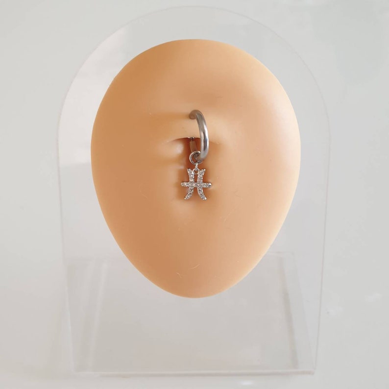 FAKE belly button piercing made of stainless steel with zodiac sign 