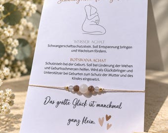Schutzstein für Schwangerschaft Geburt • Pregnancy • Botswana Achat Armband • Glücksarmband • Babyparty Geschenk • 14k gold filled