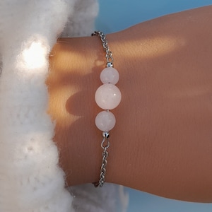 Pulsera de cristal de piedras preciosas cuarzo rosa cristal de roca amatista ágata magnesita cumpleaños novia regalo pulsera de la suerte pulsera de protección