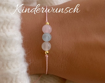 Kinderwunsch Fruchtbarkeit Armband Fertility Aquamarin Rosenquarz Mondstein Geburt Schutzarmband Edelstein Kristalle Geschenk personalisiert