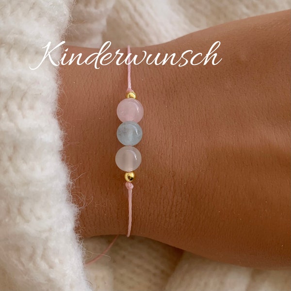 Kinderwunsch Fruchtbarkeit Armband Fertility Aquamarin Rosenquarz Mondstein Geburt Schutzarmband Edelstein Kristalle Geschenk personalisiert