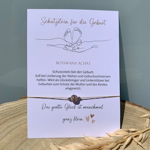 Ochrona podczas porodu • Bransoletka ochronna dla przyszłych matek • Bransoletka z kamieni szlachetnych • Agat botswański • Bransoletka na szczęście • Baby shower • Wypełniona 14-karatowym złotem
