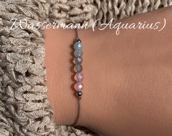 WATERMAN Zodiac Armband • Edelsteen Armband • Aquamarijn Labradoriet Rozenkwarts • 14k goud gevuld • 925 zilver