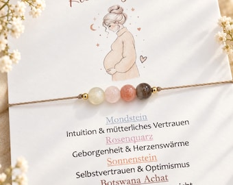 SCHWANGERSCHAFT • Schutzstein für die Schwangerschaft & Geburt Armband • Botswana Achat • Wunschkarte • babyparty Geschenk • 14k gold filled