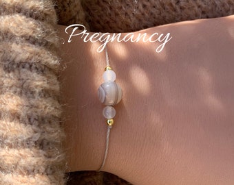 Pregnancy Birth Protection Bracelet Pregnancy Bracelet Botswana Agate Gemstones Crystals Lucky Bracelet Gift for Mother's Day