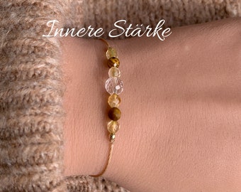 INNER STRENGTH Bracelet • Power Bracelet • Courage Bracelet • Rock Crystal • Tiger's Eye • Citrine • Lucky Charm • Gemstone Bracelet • Lucky Bracelet