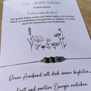 GRÜNER ZEBRA JASPIS Armband •  Kraftarmband • Edelsteinarmband • Edelstein Geschenk