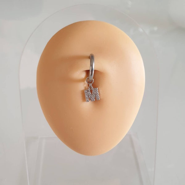 FAKE belly button piercing made of stainless steel with initial letters