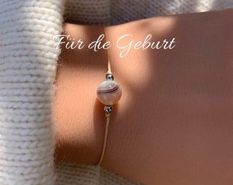 Schutz bei der Geburt Schutzarmband für werdende Mütter Armband Botswana Achat Edelsteine Kristalle Geschenk personalisiert Schutzarmband