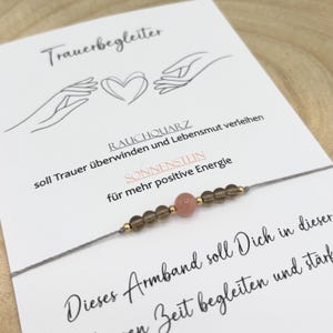TRAUERBEGLEITER | Trauerbegleitung | Trost Trauer Armband | Trauerarmband | rund oder facettiert | personalisiert | Rauchquarz | Sonnenstein