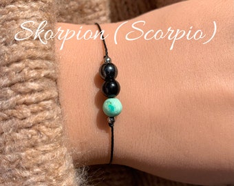 SCHORPIO SCHORPIO Zodiac-armband • Edelsteenarmband • Hematiet Obsidiaan Turquoise • Geluksarmband • 14k goud gevuld • 925 zilver