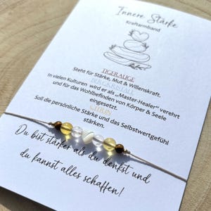 INNER STYRKA Armband • Kraftarmband • Modarmband • Bergkristall • Tigeröga • Citrin • Snäckhjärta • Lyckobringare • Ädelstensgåva