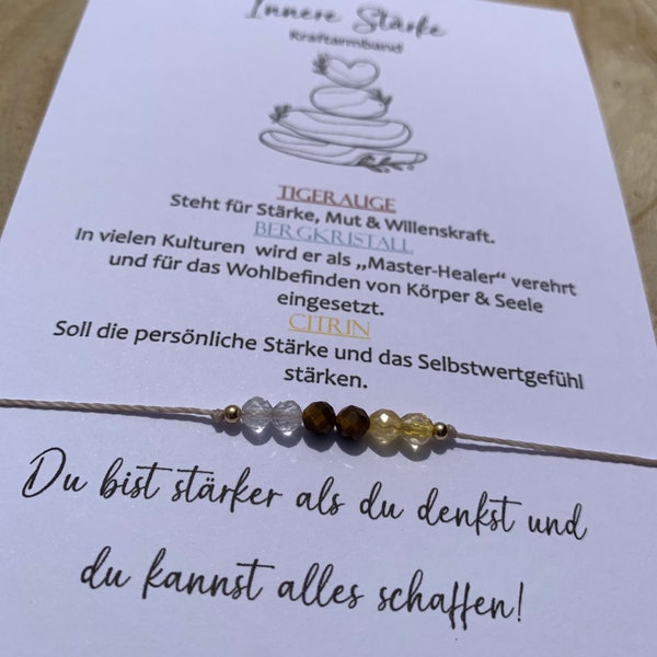 INNERE STÄRKE Armband • Kraftarmband • Mutmacher • Bergkristall • Tigerauge • Citrin • Glücksbringer • Edelstein Armband