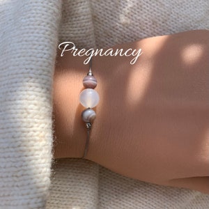 Bransoletka chroniąca przed ciążą i porodem Bransoletka ciążowa Botswana Agat Kamienie szlachetne Kryształy Prezent Spersonalizowana bransoletka na szczęście Baby Shower