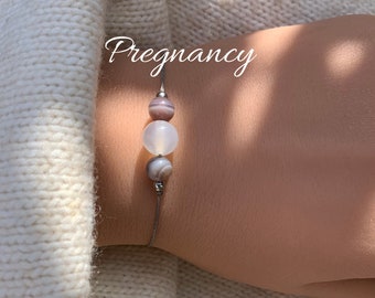 Pregnancy Birth Protection Bracelet Pregnancy Bracelet Botswana Agate Gemstones Crystals Gift Personalized Mother's Day