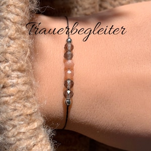COMPAGNON DE DEUIL Conseils de deuil réconfort bracelet de deuil bracelet de deuil pierre précieuse à facettes cadeau personnalisé quartz fumé pierre de soleil