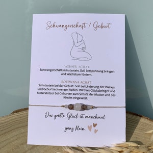 Kamień ochronny na ciążę i poród • Ciąża • Bransoletka z agatu z Botswany • Bransoletka na szczęście • Prezent na baby shower • Wypełnione 14-karatowym złotem