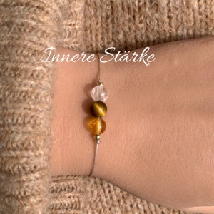 INNER STYRKA Armband • Kraftarmband • Modarmband • Tigeröga • Bergkristall • Citrin • Lyckobringare • Ädelstensarmband • Gåva