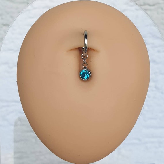 FAKE Belly Button Piercing Made of Stainless Steel With Birthstone