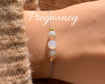 Pregnancy Birth Protection Bracelet Pregnancy Bracelet Botswana Agate Gemstones Crystals Gift Personalized Protection Bracelet