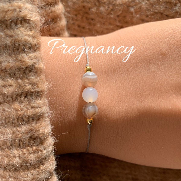 Bracciale di protezione per la nascita della gravidanza Bracciale per la gravidanza Bracciale di protezione personalizzato con agata del Botswana, pietre preziose, cristalli