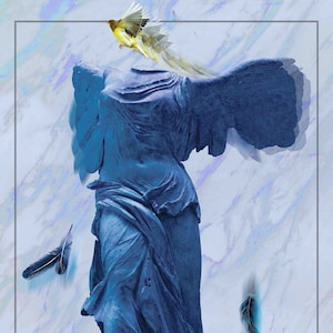 Kunstwerk von Saro Brancato „Nike is alive“, handsigniert, Nike von Samothrake, Louvre, Paris,