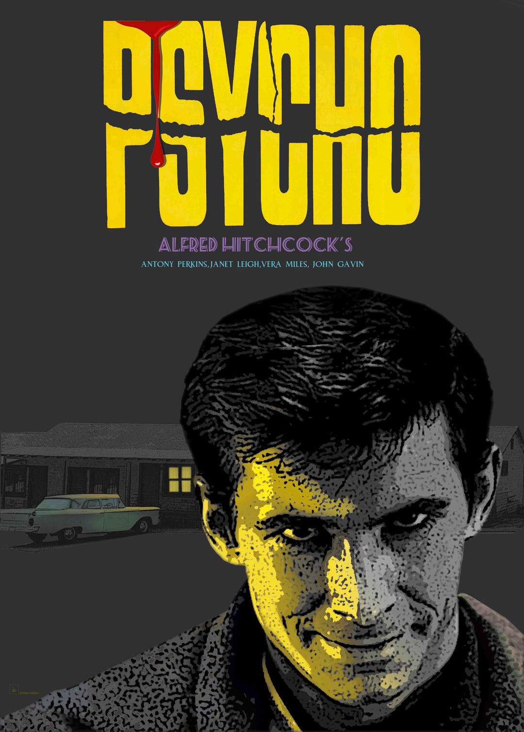 Psycho Sign Psycho, Cult Film by Alfred Hitchcock, Artwork by Saro Brancato ...