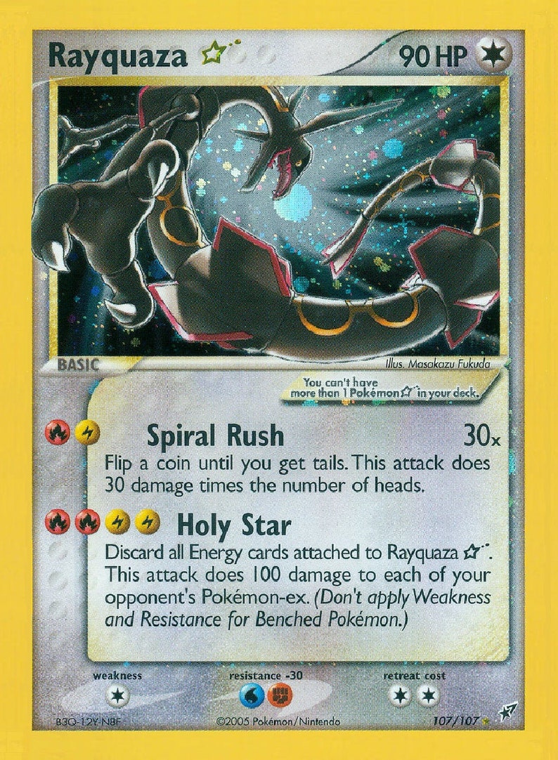 Rayquaza Gold star PROXY Not holo Hand Made Pokemon Card | Etsy