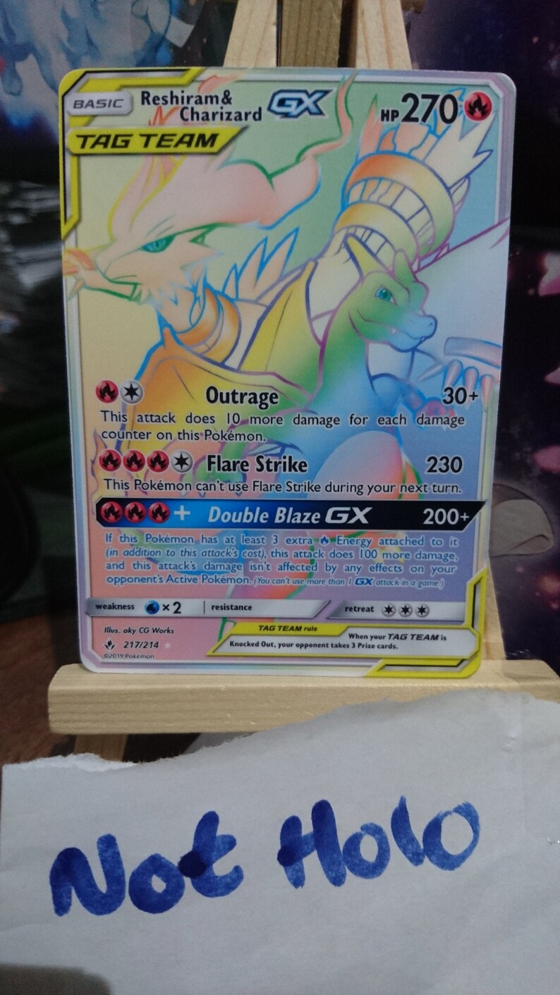 Reshiram & Charizard GX PROXY Not holo Hand Made Pokemon Etsy