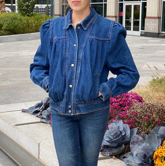 Vintage 80s 90s Puff Sleeve Denim Jean Jacket Stef