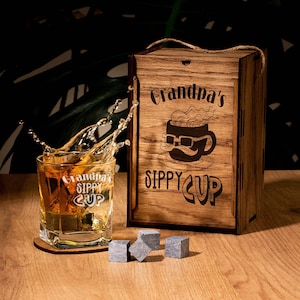 Engraved Grandpa&#39;s Sippy Cup Glass - New Grandparent Gift