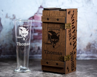 Personalized beer glass, RPG beer mug, gamer gift pint glass, groomsmen gift, Christmas gift box