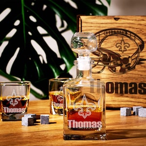 Personalisiertes Fußballfan-Whisky-Dekanter-Set: Bourbonglas & Holzkiste