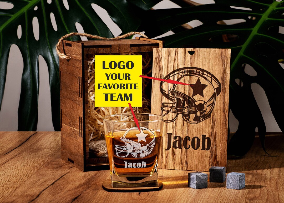 American Football Fan Gift Whiskey Glass Set New England Etsy