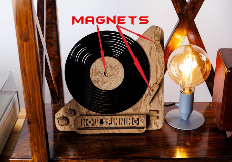 Now Spinning Vinyl Record Stand, Wooden Tabletop Record Display, Now Playing Vinyl Record Holder image 4
