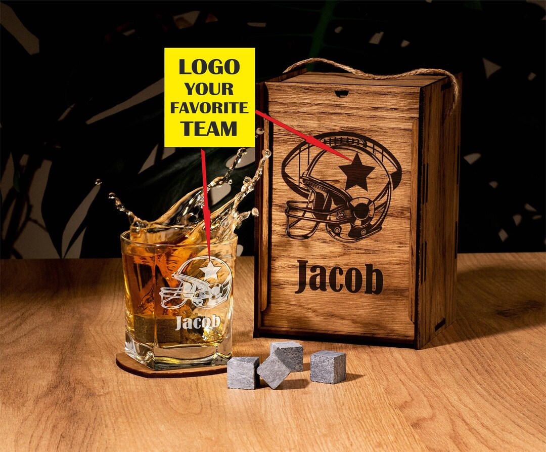Personalized American Football Fan Gift Whiskey Glass Set Etsy