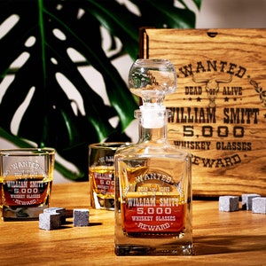 Monogram Whiskey decanter Set Christmas gift for him Custom Bourbon Decanter Birthday Gifts, Personalized Engraved Liquor Whiskey Decanter
