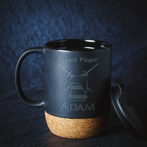 Personalized Ceramic Travel Mug: Cork Base, Engraved Gift